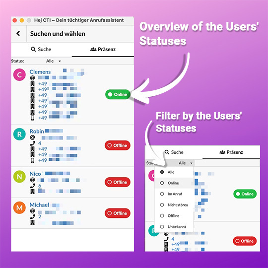 Instant Overview of Users' Statuses